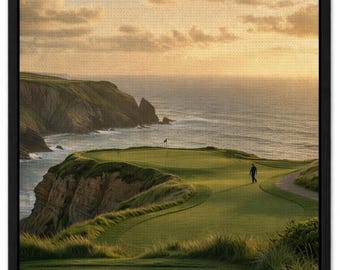 Obraz na płótnie z polem golfowym Cabot Cliffs, krajobraz wybrzeża Cape Breton, dekoracja klifu oceanicznego