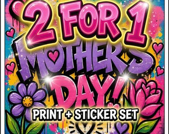 Paquete de láminas y pegatinas de arte graffiti para el Día de la Madre / Decoración de pared con arte callejero colorido (Descarga digital)
