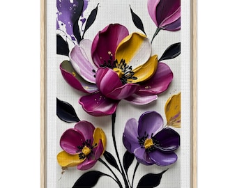 Textured Floral Canvas Art | Modern Abstract Botanical Wall Decor