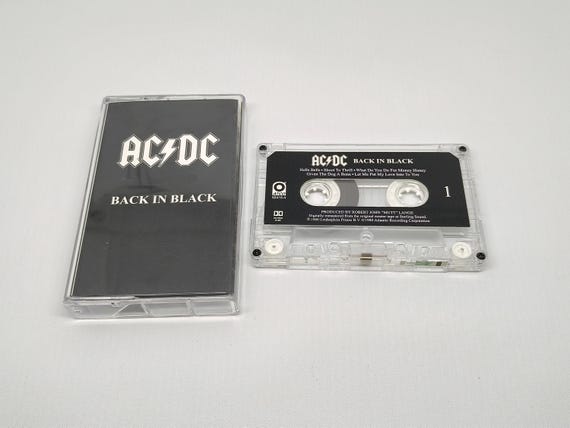 AC/DC Back in Black Cassette Tape – 1980 Hard Rock Classic Album