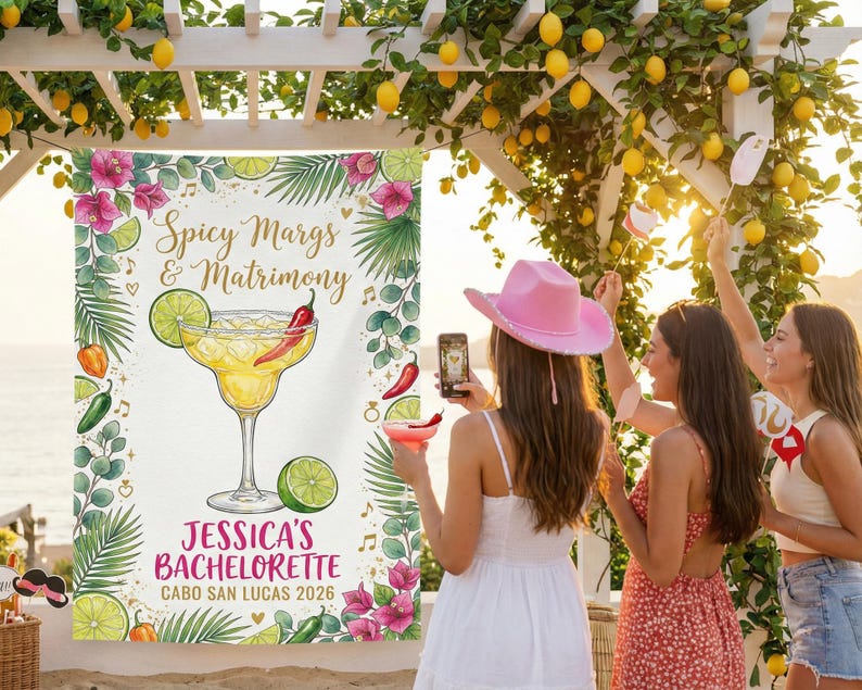 Custom Bachelorette Backdrop, Spicy Margarita Tapestry, Cabo ...