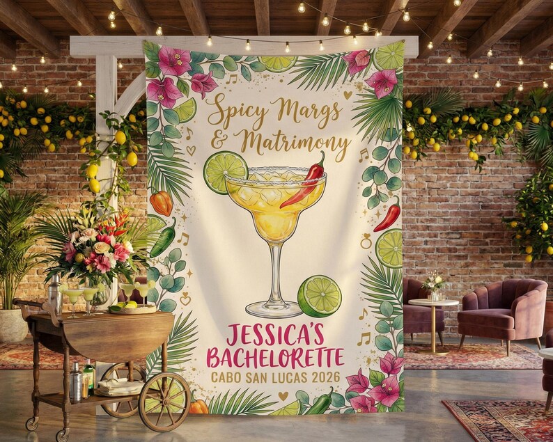 Custom Bachelorette Backdrop, Spicy Margarita Tapestry, Cabo ...