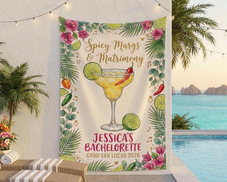 Custom Bachelorette Backdrop, Spicy Margarita Tapestry, Cabo ...