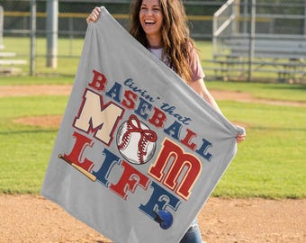 Manta de felpa de terciopelo para mamás de béisbol / Mamá deportista, diseño de béisbol