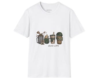 Camiseta con cactus y vaso de café para acampar de Dad Life / Aire libre, camping, humor de papá