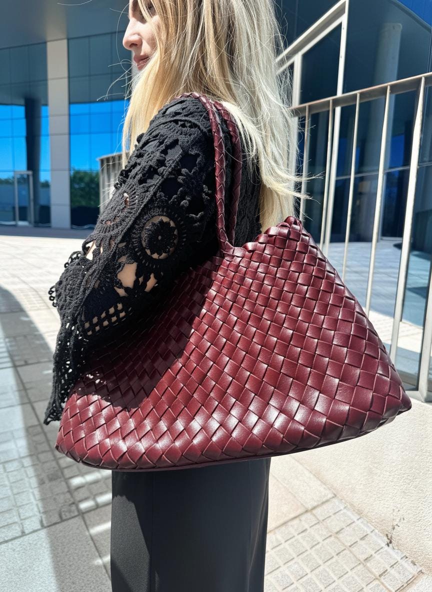 damen handtasche leder tasche geflochten