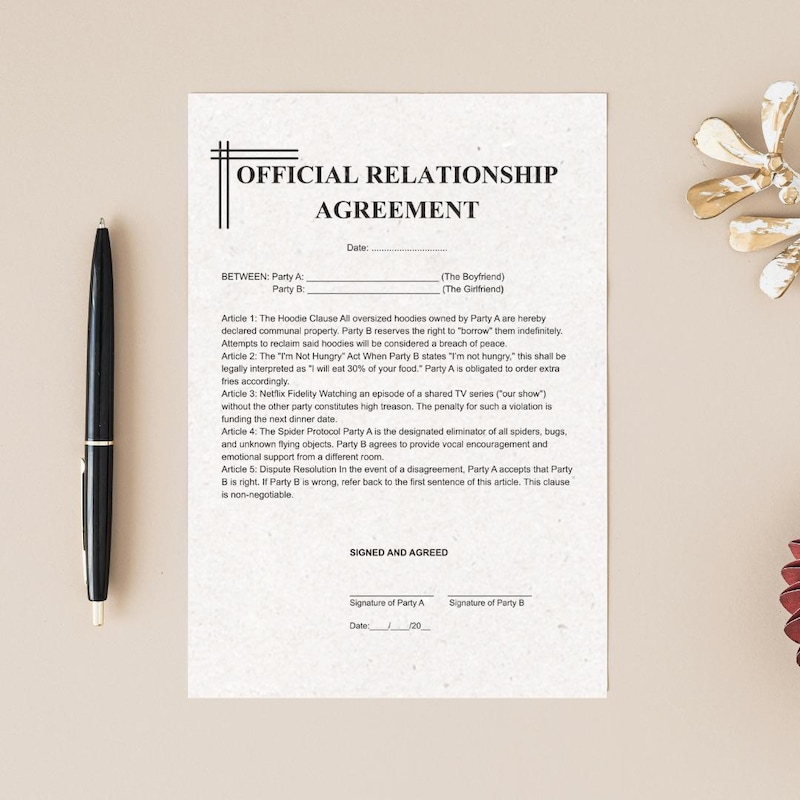 Funny Printable Contracts - Etsy