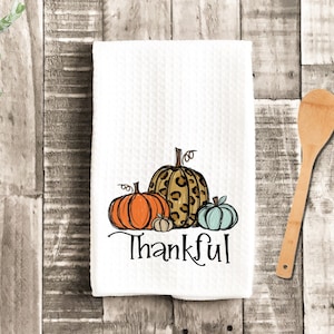 Thankful Thanksgiving Pumpkin Dish Towel Fall Pumpkins Tea Towel Kitchen Decor New Home Gift Farm Decorations house Towel image 1