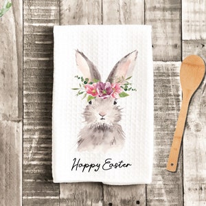 Floral Rabbit Kitchen Dish Towel - Easter Bunny Tea Towel Kitchen - New Home Gift Farm Decorations house Decor Towel