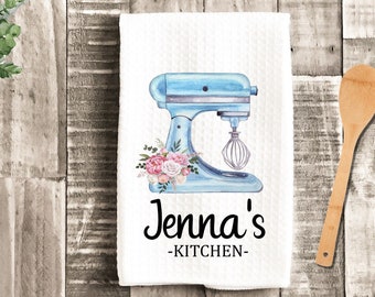 Watercolor Kitchen Mixer Personalized Tea Dish Towel - Baking Tea Towel Kitchen Décor - Housewarming Farm Decorations house Towel