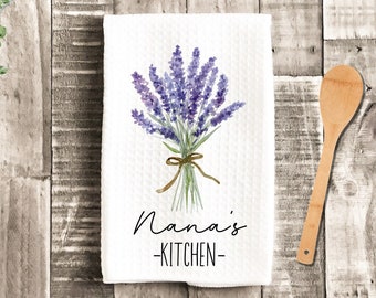 Personalized Tea Dish Towel - Lavender Bouquet Floral Tea Towel Kitchen Décor - Housewarming Farm Decorations house Towel - Gift For Mom
