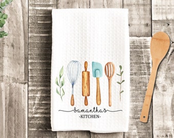 Hand Drawn Whisk Kitchen Personalized Tea Dish Towel - Tea Towel Kitchen Décor - Housewarming Farm Decorations house Towel