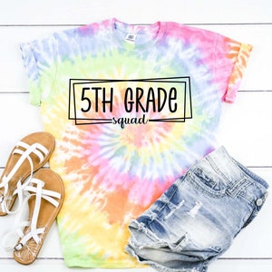 5th Grade Squad Box, Fifth Grade Team, Back To School Teacher Shirt Tie Dye Graphic Tee T-Shirt