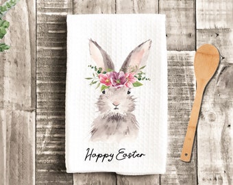 Floral Rabbit Kitchen Dish Towel - Easter Bunny Tea Towel Kitchen - New Home Gift Farm Decorations house Decor Towel