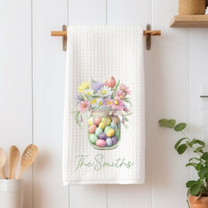 Torchon - Oeuf de Pâques - Pot de fleurs printanières - Torchon de Pâques - Cadeau pour la maison - Décorations de ferme - Serviette de décoration