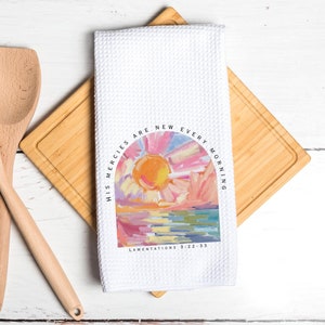 Christian His Mercies Are New Each Morning Dish Tea Towel - Christian Tea Towel Kitchen - New Home Gift, Housewarming Decor Towel