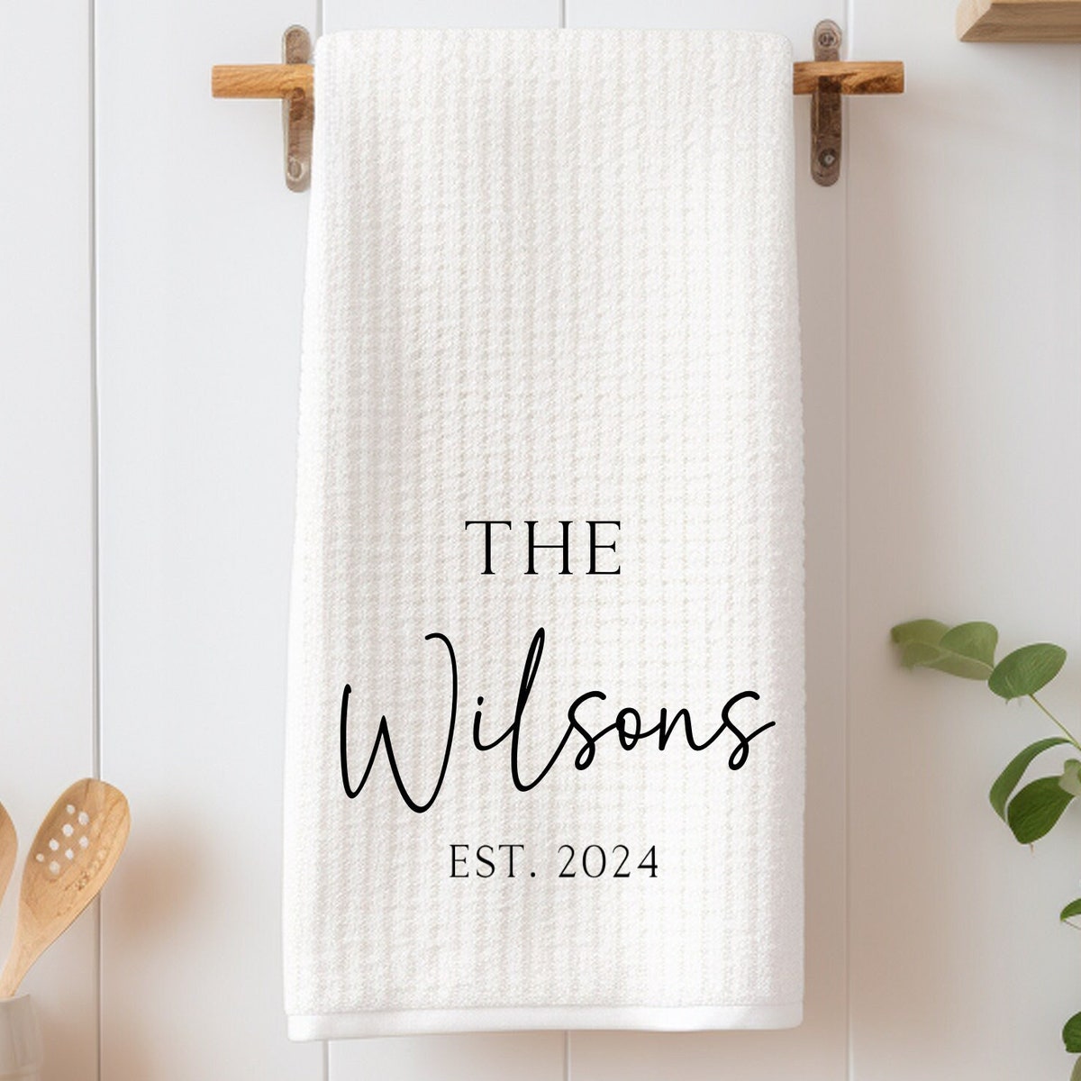 Custom Tea Towel, Last Name Kitchen Towel, Kitchen Decor, Housewarming Gift, Wedding Gift, Closing Gift, Personalized Waffle Weave Towel - Etsy