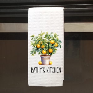 Personalized Dish Towel - Lemon Fruit Tree Tea Towel Kitchen - New Home Gift, Housewarming Farm Decorations house Decor Towel