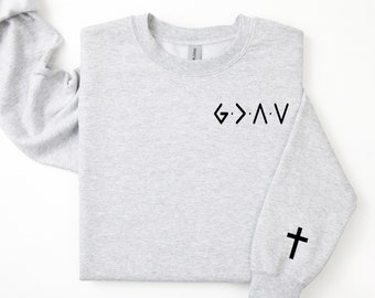 God Is Greater Crewneck Sweatshirt, Christian Bible Verse Shirt
