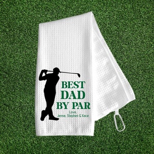 Best Dad By Par Personalized Golf Towel, Custom Golf Cart Towels, Gift For Golfer, Father&#39;s Day Gift, Custom Golf Towel