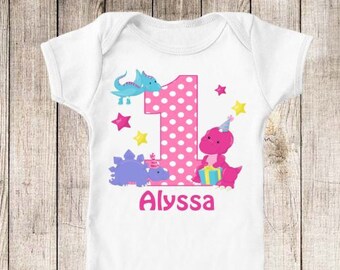 1st Birthday Dinosaur Personalized First Birthday Shirt - ANY Age