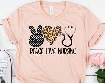 Peace Love Nursing RN Love Nurse Novelty Unisex Tee Novelty T-Shirt