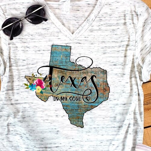 Texas in My Soul Floral Watercolor Unisex V Neck Graphic Tee - Etsy