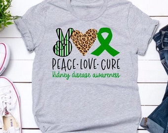 Peace Love Cure Kidney Disease Awareness  Canvas Unisex Awareness T-Shirt