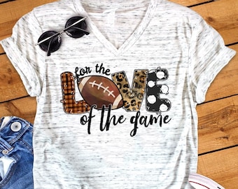 For the Love Of The Game Women's Fall Football Shirt Unisex V Neck Graphic Tee T-Shirt