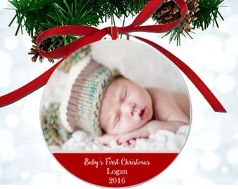 Personalized Baby's First Christmas Photo Ornament