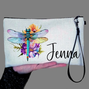 Personalized Dragonfly Makeup Bag, Best Friend Dragonflies Gifts Cosmetic Bag, Toiletry Bag, Device Bag, Wedding Make-up Bag Handle