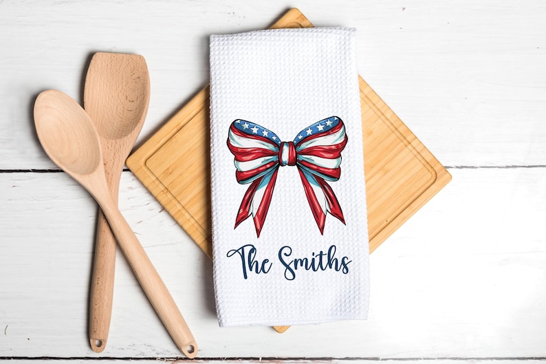 DesignsByManon USA Bow America Tea Dish Towel