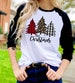 Merry Christmas Plaid Leopard Print Christmas Trees t-shirt Raglan shirt Novelty Graphic Tee T-Shirt Raglan 