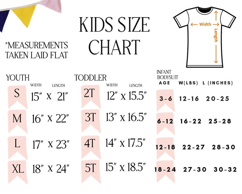 a shirt size chart for a child's t - shirt