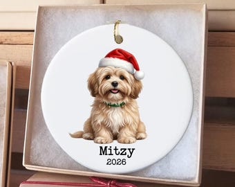 Personalized Lhasa Apso Dog Christmas Ornament, Christmas Tree Puppy Kids Gift Ornaments,