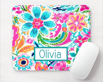 Personalized Paisley Pink Teal Mouse Pad Mousepad
