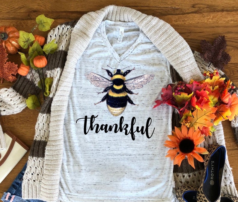 Bee Thankful Be Thankful Bumble Bee Positive Thanksgiving | Etsy