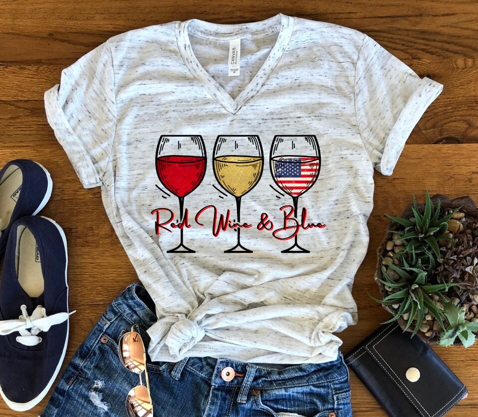 ★NOT4NERD★Wine Glass T-Shirts Amazon.com: Red Wine and Blue Funny Wine Glass Fourth Of