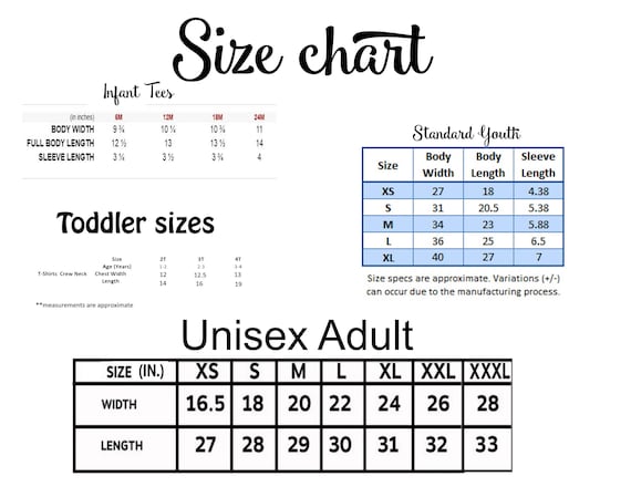 Camper kids size chart hot sale