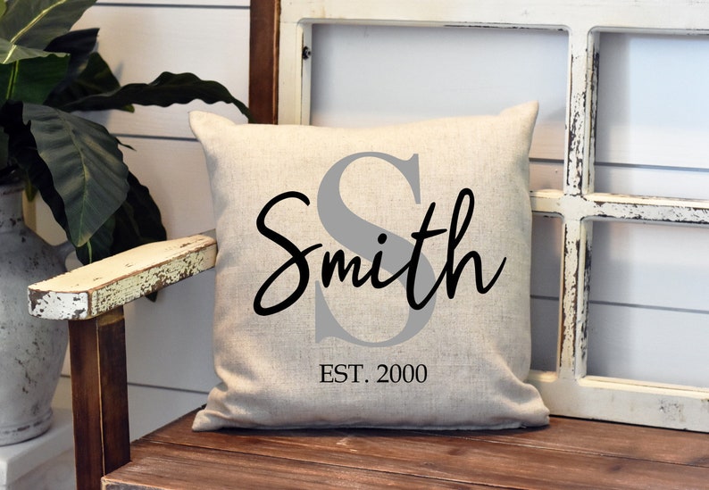 Custom Last Name Est Pillow Home Decorations Farmhouse Decor Throw Pillow Cover Personalized Family Last Name Pillow Cover
