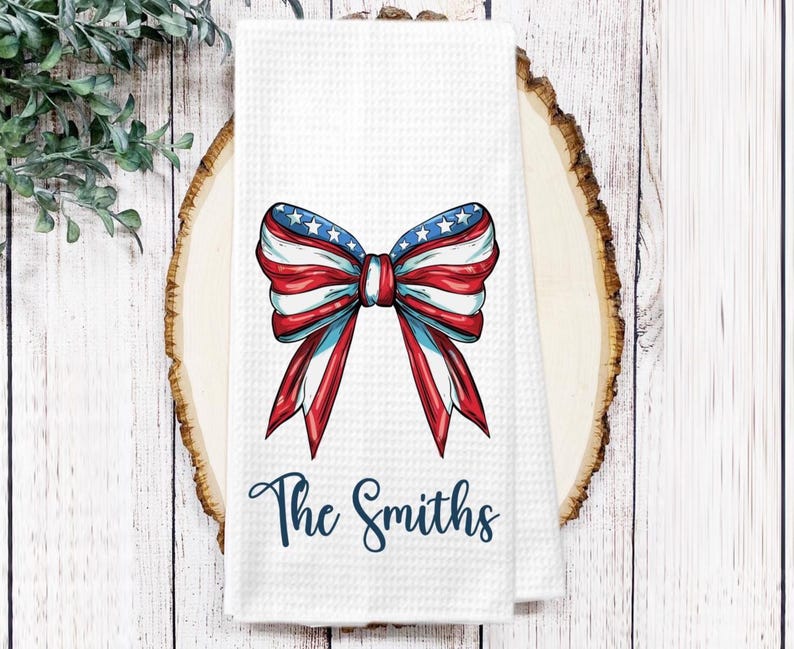 DesignsByManon USA Bow America Tea Dish Towel - Thumbnail 2