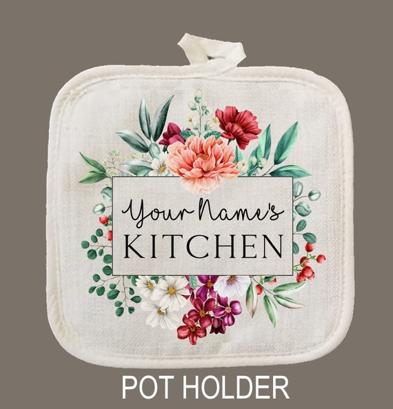 Personalized Oven Mitt & Pot Holder Set, Floral Name Gift Set Wedding  Bridal Shower Oven Mitts, Mother's Day, Custom Kitchen Set 