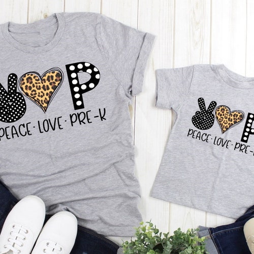 Peace Love Prek Pre K Pre Kindergarten Teacher Adult Kids Toddler Baby Shirt