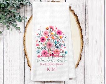 Mothers Plant Seeds Kitchen Floral Tea Towel – Personalized Mother's Day, Grandma Gift