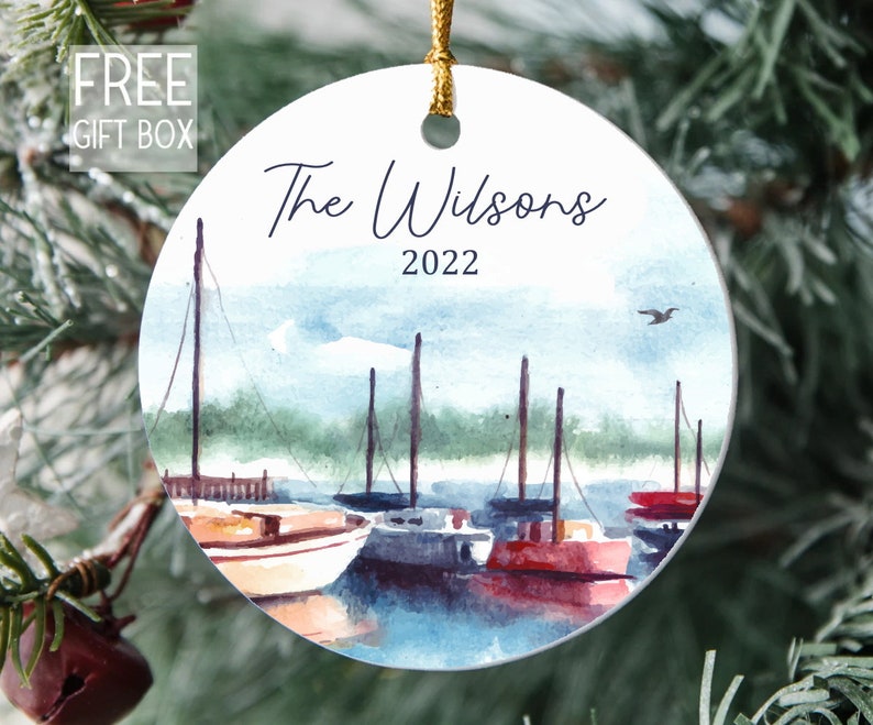 DesignsByManon Watercolor Sailboat Ornament