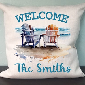 Personalized Welcome Beach House Pillow Cover - Beach Home New Home Gift Hostess Housewarming  - Home Decorations Farm house Decor