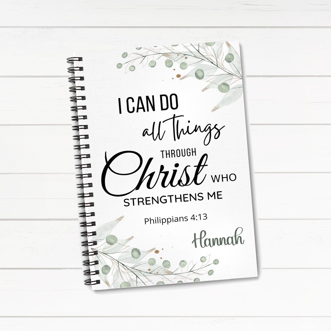 Personalized Bible Verse Spiral Notebook, Personalized Christian ...