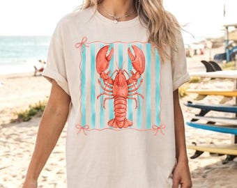 Preppy Lobster Comfort Colors T-shirt, Beach Summer Vacation Tee