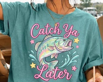 Catch Ya Later Preppy Fish Coastal Comfort Colors T-shirt, Beach Summer Vacation Tee