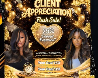 Client Appreciation Flyer, Client Booking Flyer, Calling All New Clients, Hair Stylist, Lash Tech, Nail Tech, MUA, Editable Canva Template